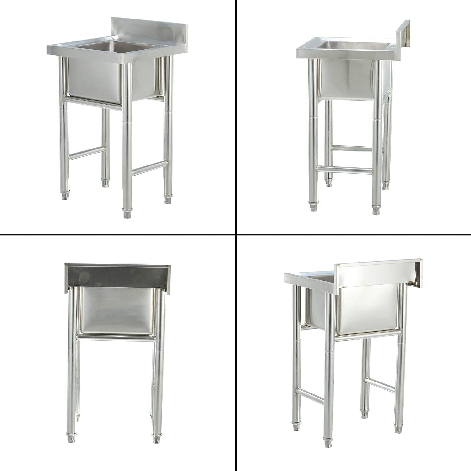 Kitchen Sink Freestanding Single Bowl Sink Vegetable Washing Basin Suit Stainless Steel Commercial Sink with Tap Multifunction Sink Used
