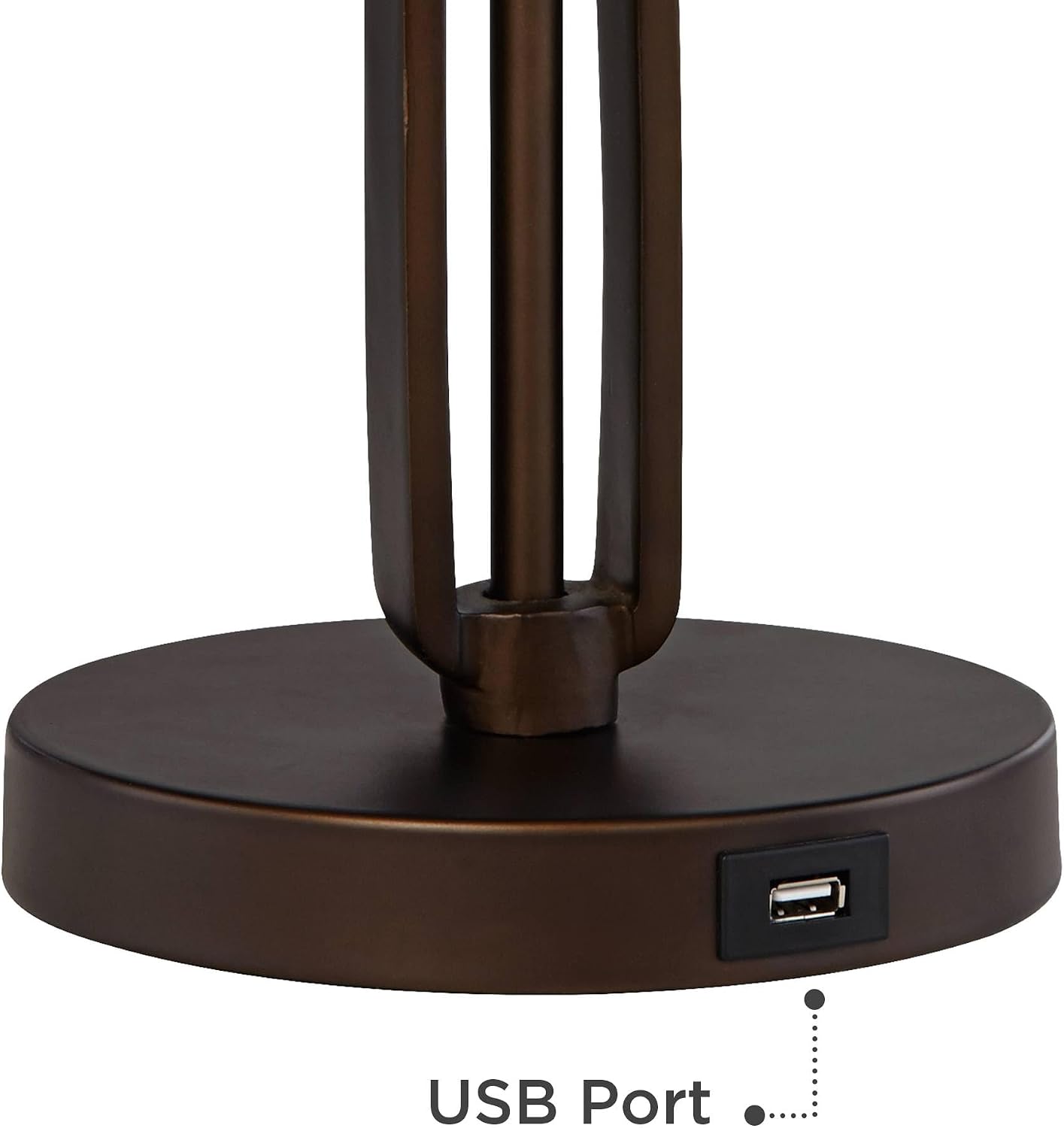 Franklin Iron Works Samuel 21 1/4' High Small Farmhouse Rustic Traditional Desk Lamps Set of 2 USB Port Swing Arm with Socket Brown Bronze Finish Metal Shade Home Office Living Room Charging Bedroom
