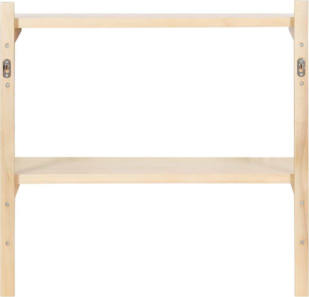 Kate and Laurel Meridien Modern Wood Shelves, 24 x 8 x 24, Natural Poplar, Transitional Two Tier Wall Shelf for Storage and Display
