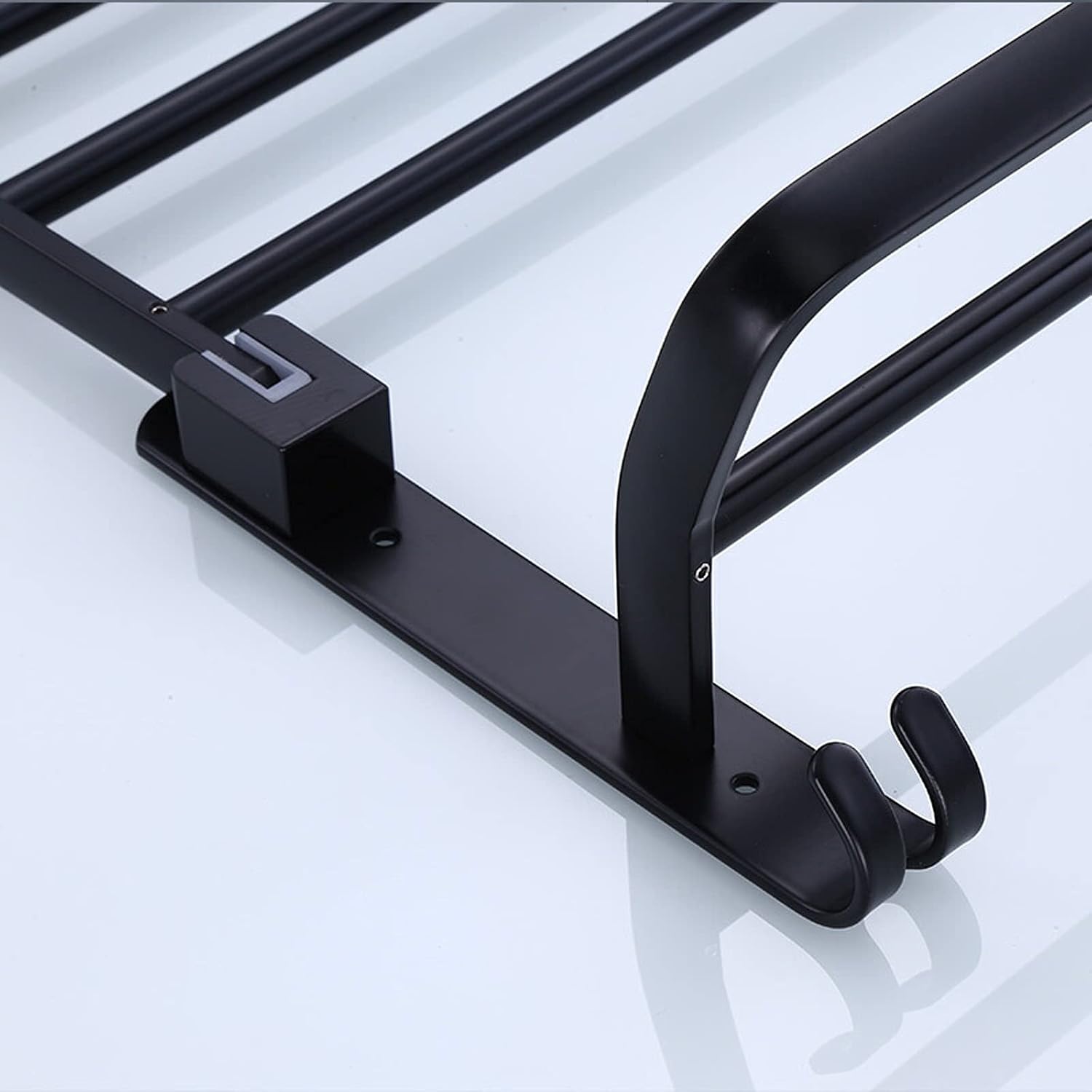 Bathroom Shelf Wall Floating Bathroom 24 Inch Bathroom Shelves Bathroom Shelf Double Towel Bar Holder with Hooks Wall Mounted Multifunctional Foldable No Drilling Floating Shelves Corner Shower Caddy