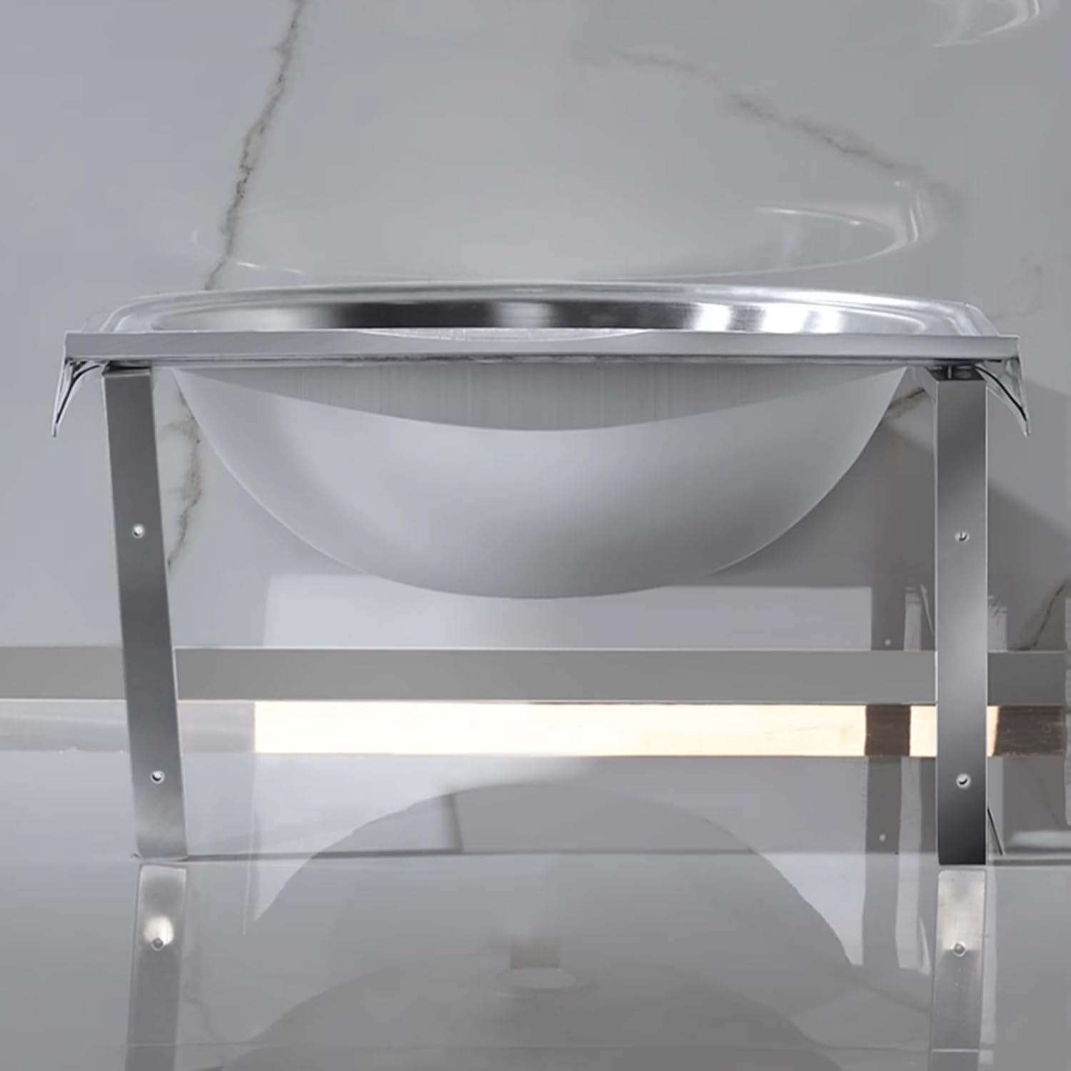 Stainless Steel Single Bowl Sink with Faucet, 3.9IN Deep Wall-Mounted WashBasin, Space-Saving, Easy to Clean,Small Sink Corner for Kitchen Bathroom (Color : Silver, Size : E) (Silver G)