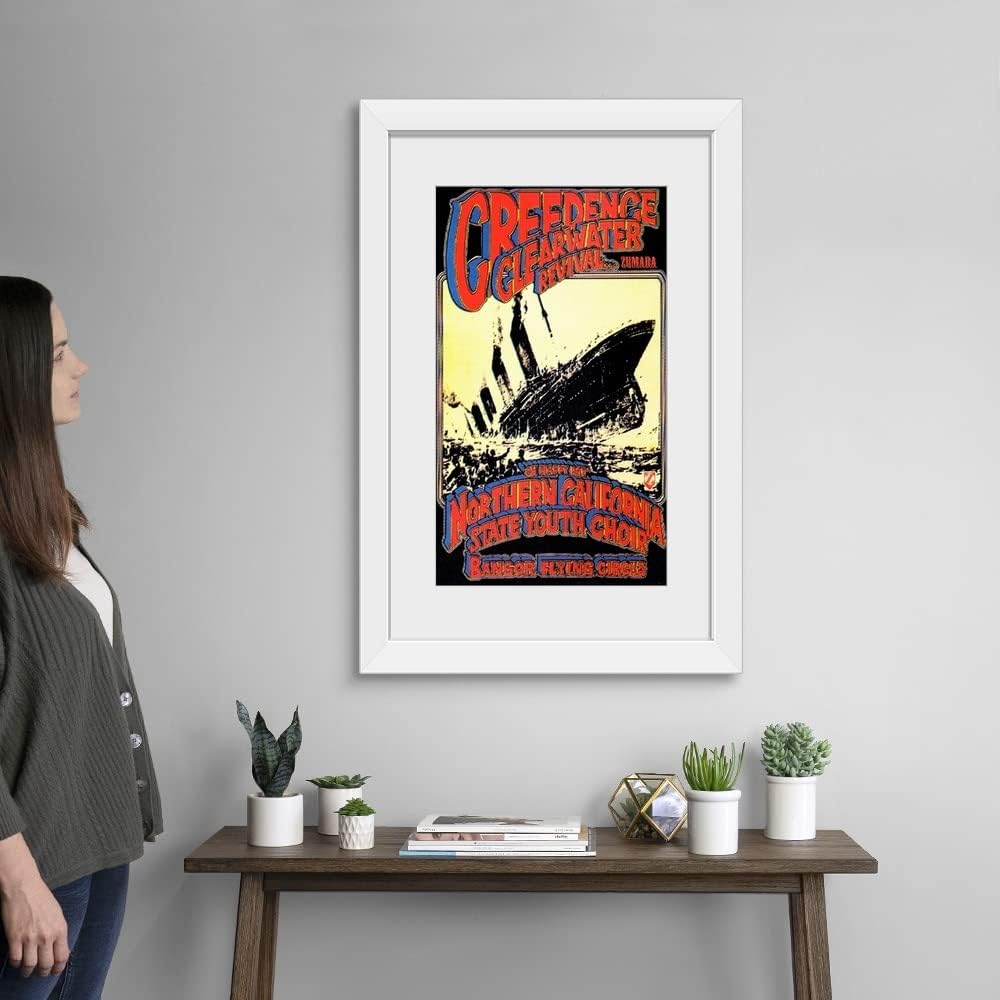 GREATBIGCANVAS Creedence Clearwater Revival Poster White Framed Wall Art Print, Classic Rock Artwork
