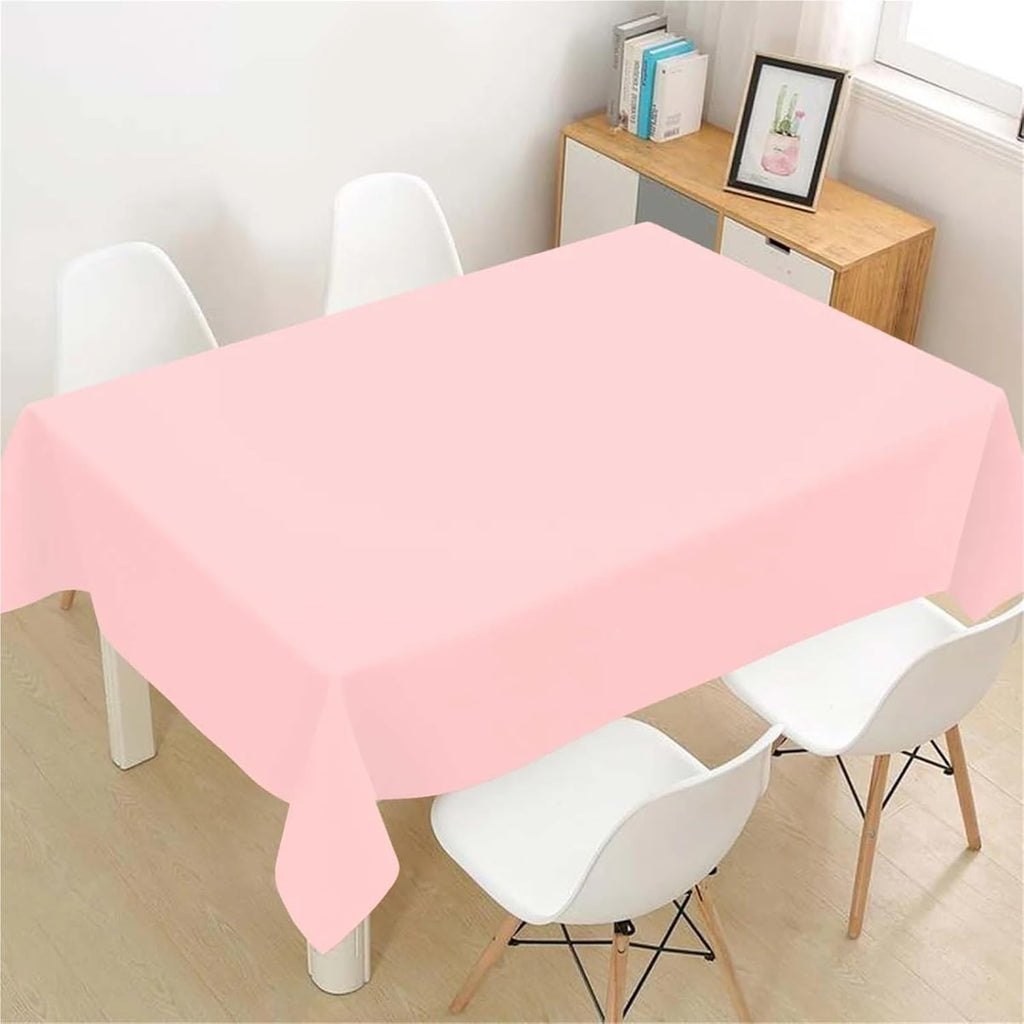 Disposable Plastic Tablecloths 15Pcs183×137cm Solid Pink Tablecovers Plastic Tablecloth for Wedding Decoration Girls Adult Birthday Party Supplies Table Decor