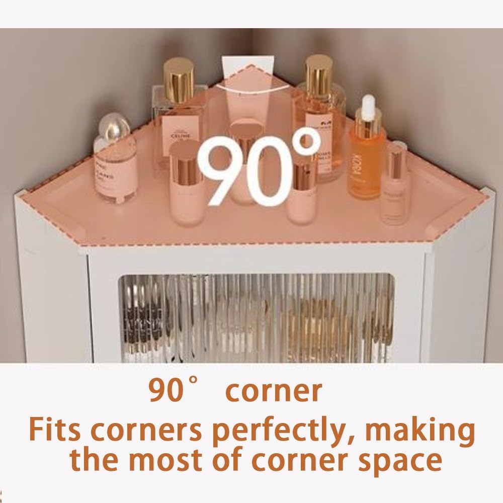 3-Tier Wall Mounted Bathroom Organizer, Hanging Storage Cabinet with Acrylic Doors, Modern Minimalist Floating Shelves, Stylish Corner Shelf for Kitchen, Bathroom(38cm-15in)