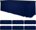 fani 6 Packs Navy Blue Stretch Table Skirts for 8 Foot Rectangle Table, Washable Spandex Stretch Tablecloths with Skirt, Wrinkle Resistant Fitted Tablecover for Wedding Party Banquet