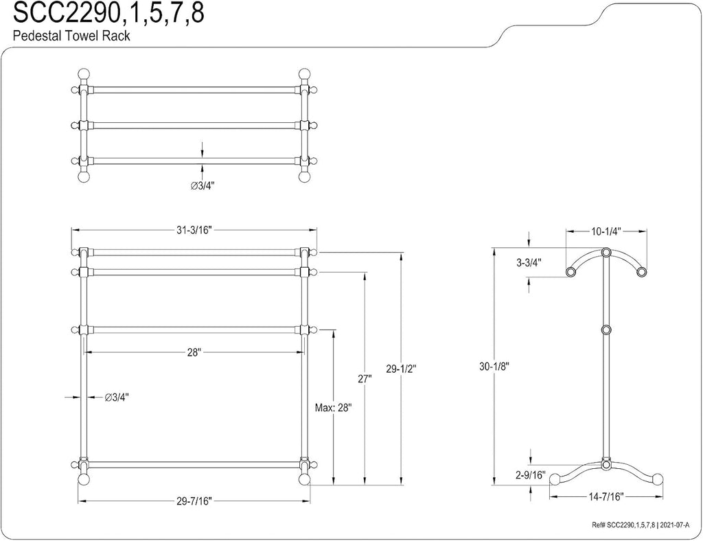 Kingston Brass SCC2297 Edenscape Freestanding Towel-Rack, Brushed Brass 31.19 x 14.44 x 30.13