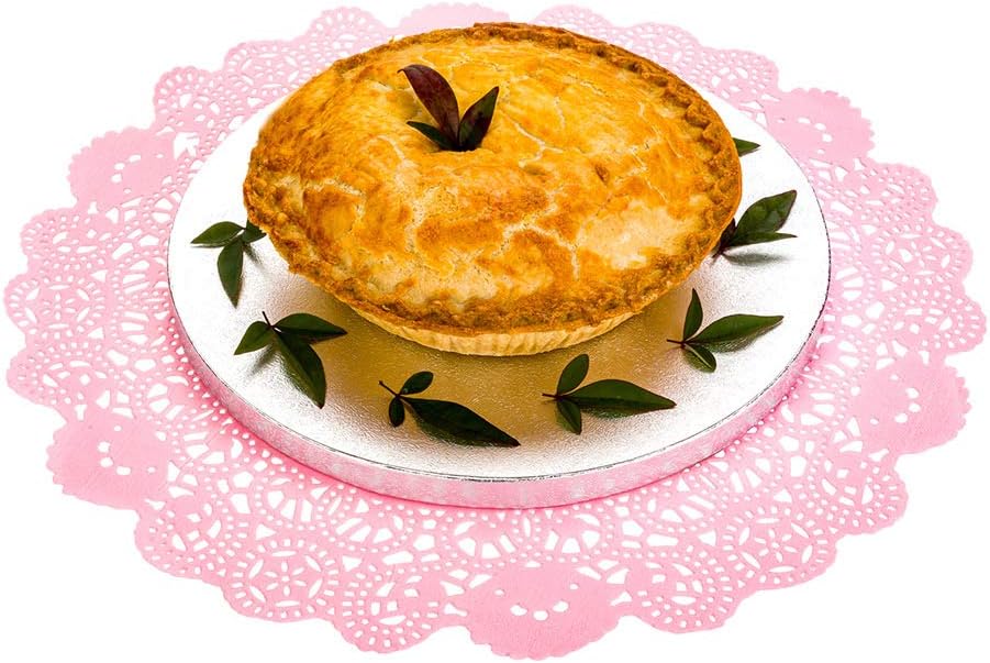 Restaurantware-Pastry Tek 12 x 12 Inch Lace Doilies, 4000 Decorative Tableware Placemats - Disposable, Round, Pink Paper Table Doilies, for Birthdays, Or Weddings, Table Decor