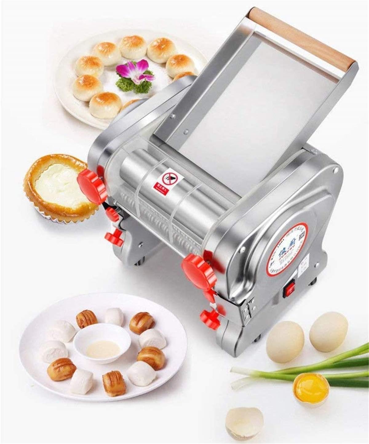 110V 550W Stainless Steel Electric Noodle Making Pasta Maker, Commercial Dough Roller Noodle Cutting Machine(Noodle Width 24CM, Knife Length 24CM, Cutter 3mm/9mm)