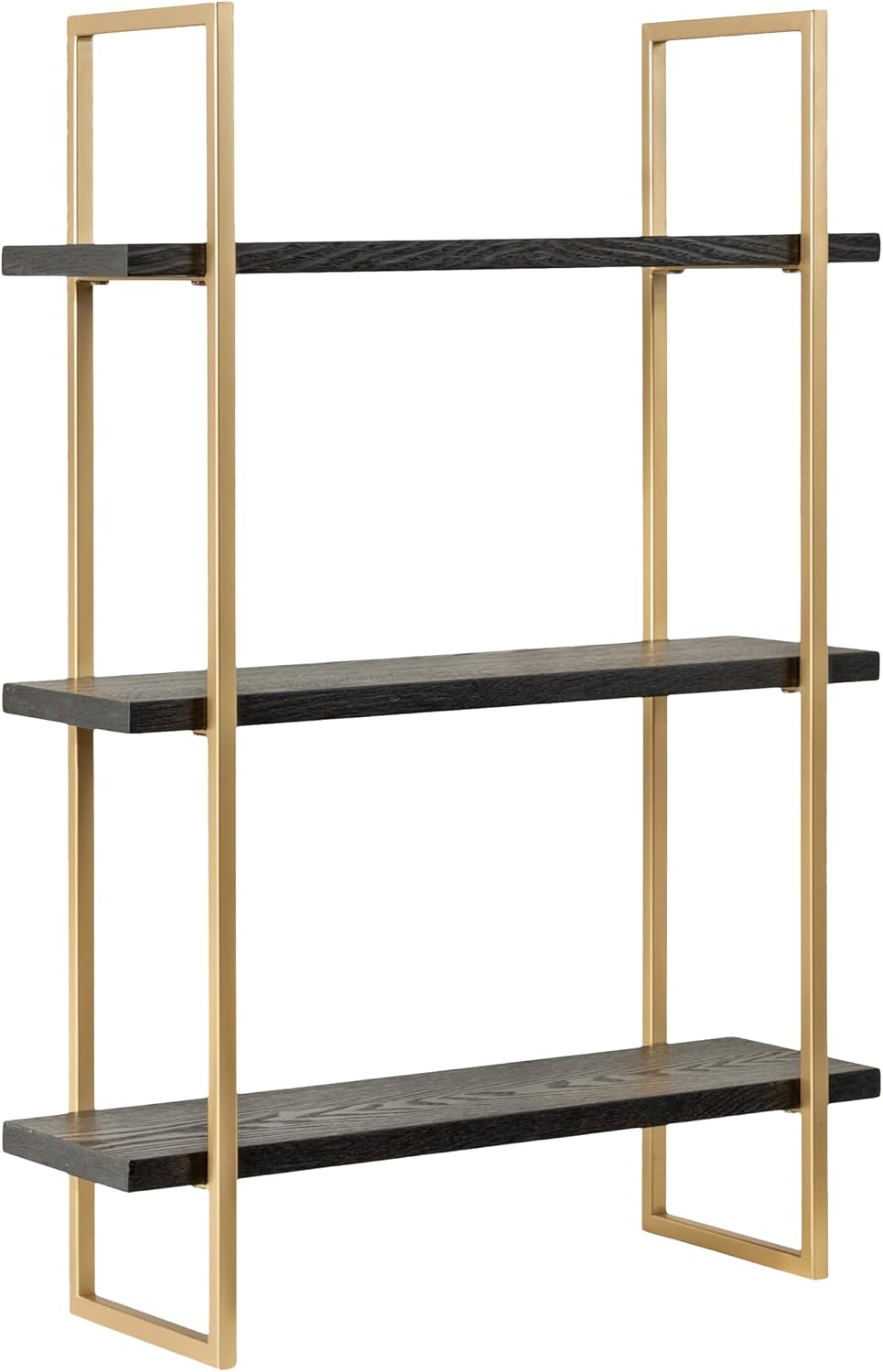 Kate and Laurel Leigh Modern 3 Tier Wall Shelf; 20 x 7 x 30; Black and Gold; Decorative Contemporary Glam Multi-Tiered Shelf Wall Organizer for Storage and Display