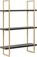 Kate and Laurel Leigh Modern 3 Tier Wall Shelf; 20 x 7 x 30; Black and Gold; Decorative Contemporary Glam Multi-Tiered Shelf Wall Organizer for Storage and Display