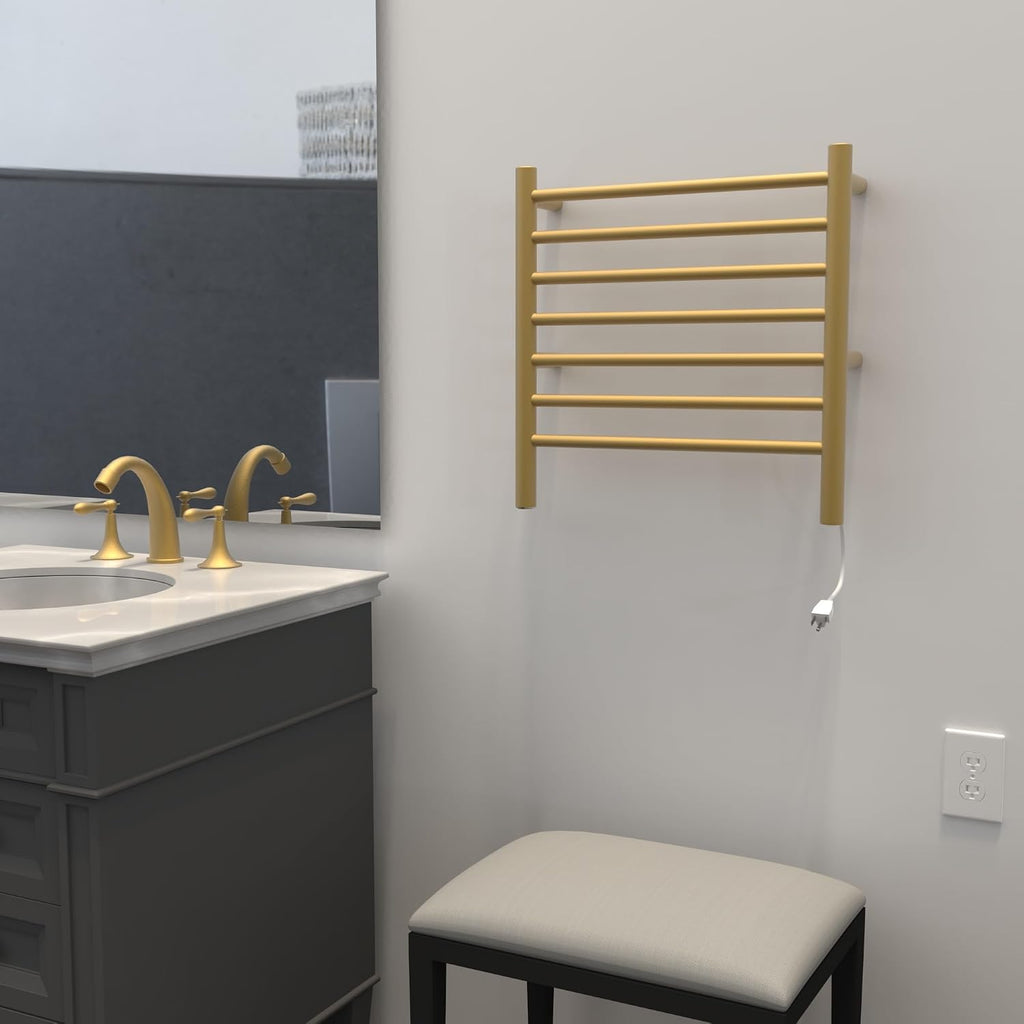 Amba RWHS-SSB Radiant Small Hardwired Plug-in Combo 7 Bar Towel Warmer in Satin Brass