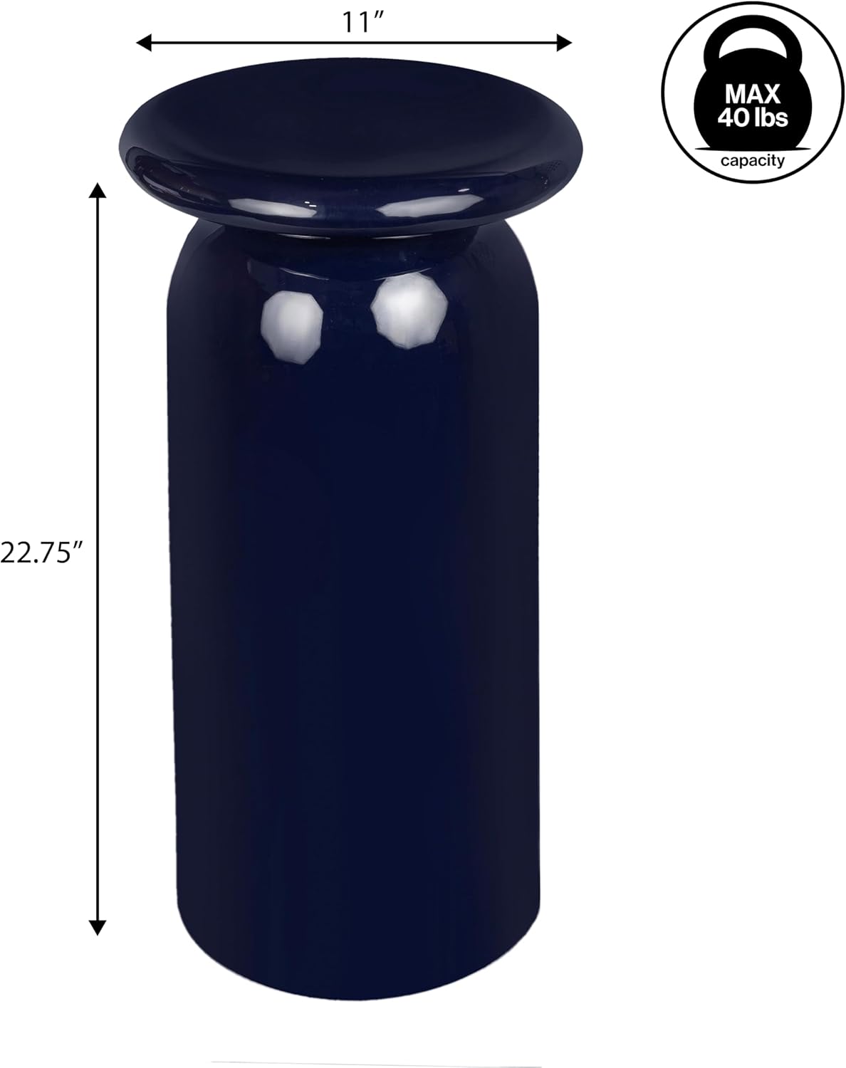 JONATHAN Y END1008D Miles 22.75' Mid-Century Modern Metal Sleek Cylinder Drink Table and Decorative End Table for Living Room, Bedroom, Office, Bathroom, Navy