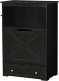 zoovilla Pet Feeding Station Furniture with Storage, Stylish Pet Food Cabinet with 2 Pull-Out Elevated Bowls, Tilt-Out Open Shelf Storage with 3 Hangers, Black.