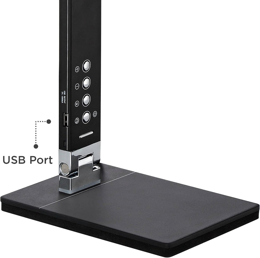 360 Lighting Jett Modern Desk Table Lamp 16 1/2' High with USB Charging Port and Nightlight LED Black Aluminum Touch On Off Dimmer for Bedroom House Bedside Nightstand Home Office Reading