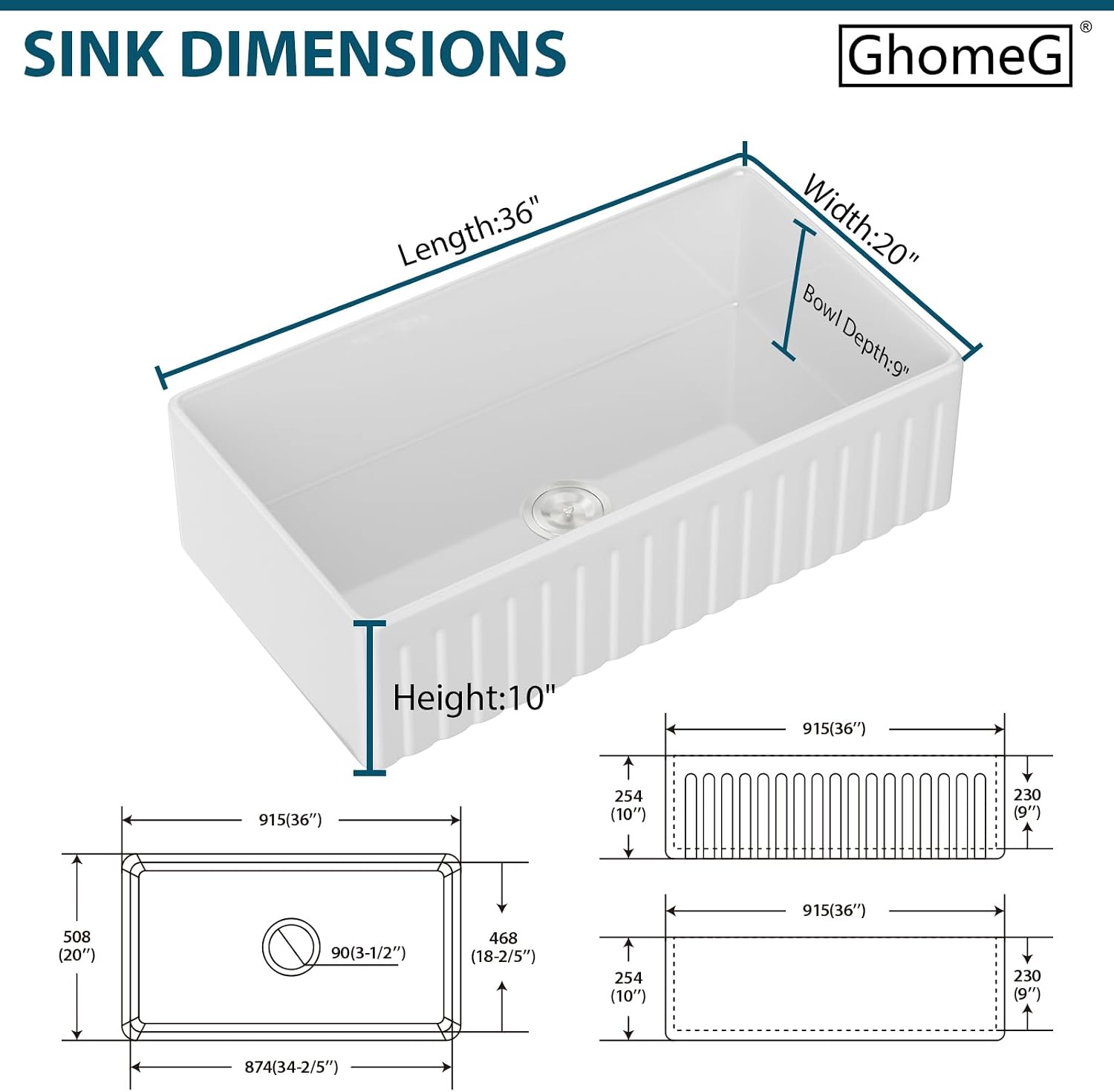 36 Large Farmhouse Sink 36x20x10 Inch White Farmhouse Kitchen Sink Fireclay Apron Front Single Bowl 10 Inch Deep Farm Barn Basin