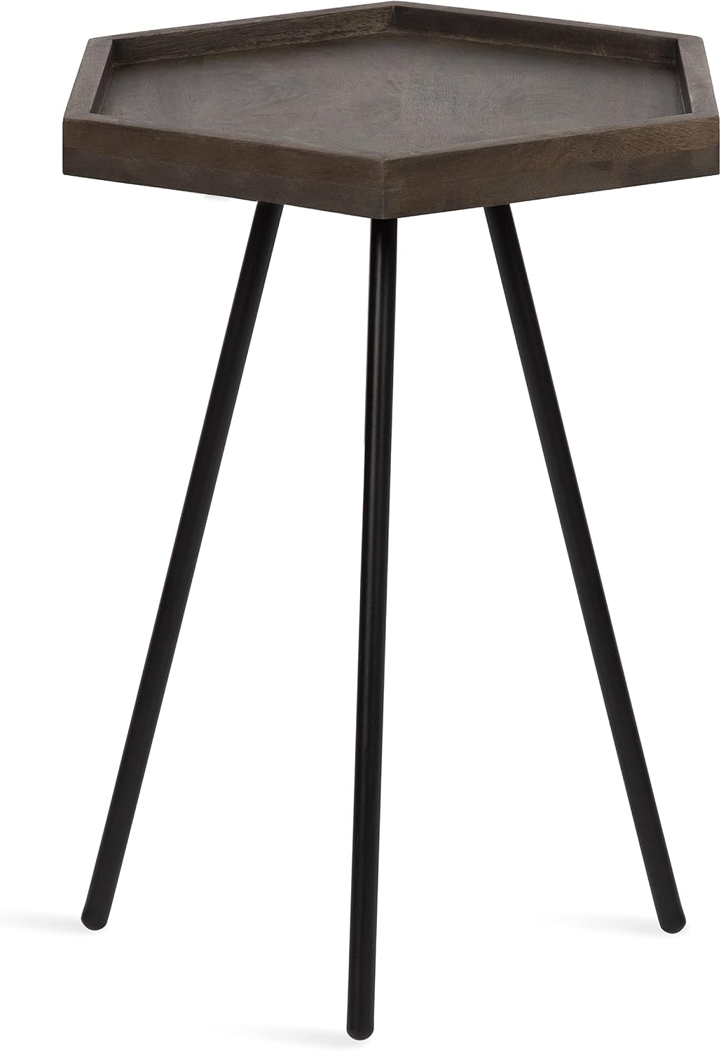Kate and Laurel Kashvi Modern Side Table; 17 x 15 x 20; Graywash; Decorative Farmhouse Hexagon Bedroom Nightstand Table for Storage and Display
