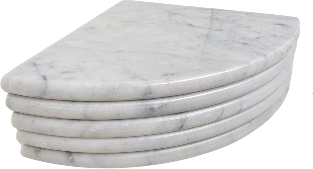 Tenedos 9'' X 9'' Round Edge Bianco Carrara Premium Corner Shower Shelf Piece Both Sides Polished (5)
