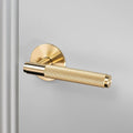 Buster and Punch Privacy Door Handle Set with Cross Knurl Pattern in Brass, Solid Metal, Complete with Latch