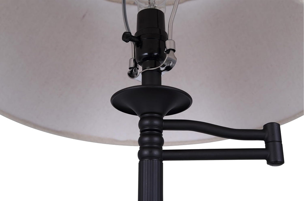 Canarm Oscar Table Lamp, 1-Light 29-Inches with Bronze Finish and Tan Fabric Shade, Transitional Swing-Arm Ideal for Living Room and Bedroom Lighting
