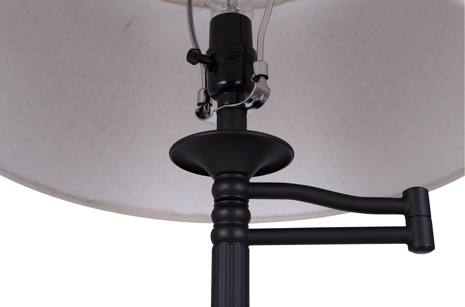 Canarm Oscar Table Lamp, 1-Light 29-Inches with Bronze Finish and Tan Fabric Shade, Transitional Swing-Arm Ideal for Living Room and Bedroom Lighting