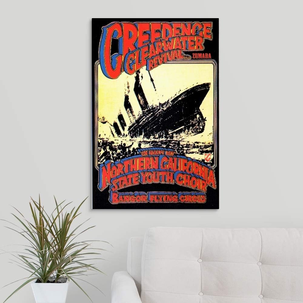 GREATBIGCANVAS Creedence Clearwater Revival Poster Canvas Wall Art Print, Classic Rock Home Decor Artwork, 20'x30'