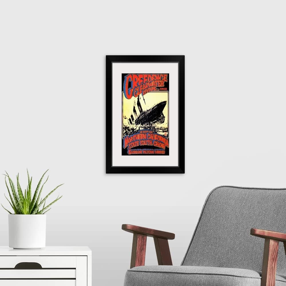 GREATBIGCANVAS Creedence Clearwater Revival Poster Black Framed Wall Art Print, Classic Rock Artwork