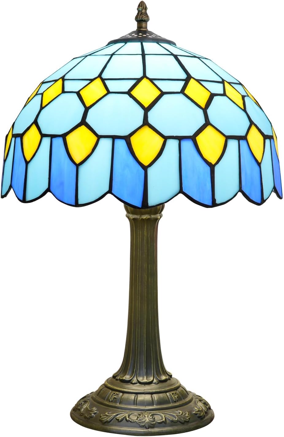 Tiffany Lamp Modern Design Blue Mediterranean Style Stained Glass Lamps Coastal Beach Theme Living Room Office Hotel Bar Kitchen Restaurant Bedroom Bedside Gift Home Decor 12X19 Inch end Table Lamp