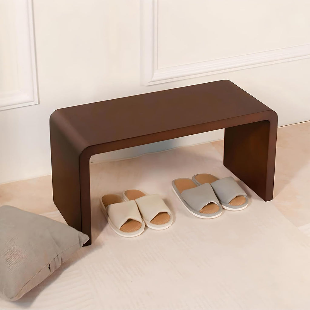 C-Shaped Side Table, Solid Wood End Table for Couch Sofa and Bed, Wooden C Tables for Living Room Bedroom, Small Snack Tray Table for Space Saving (1, 27.2' H-Black)