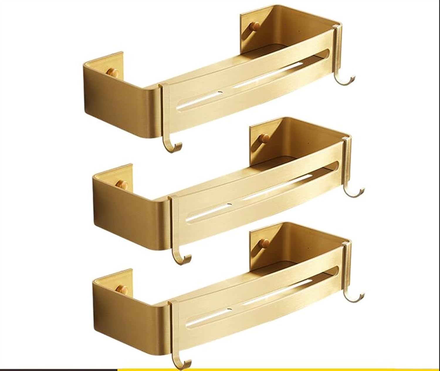 TOMYEUS Shower Caddy Bathroom Shelf Corner Shelf Wall Mounted Bathroom Shelf Brushed Gold Aluminum Bath Shower Shelf Bath Shampoo Holder Corner Shelf Shower Organizer (Color : Square Shelf 3)