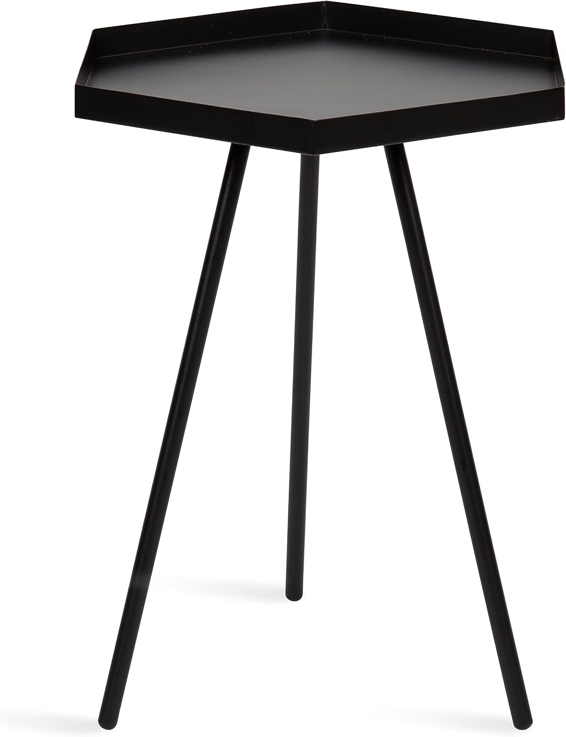 Kate and Laurel Kashvi Modern Side Table; 17 x 15 x 20; Black; Decorative Hexagon Bedroom Nightstand Table for Storage and Display
