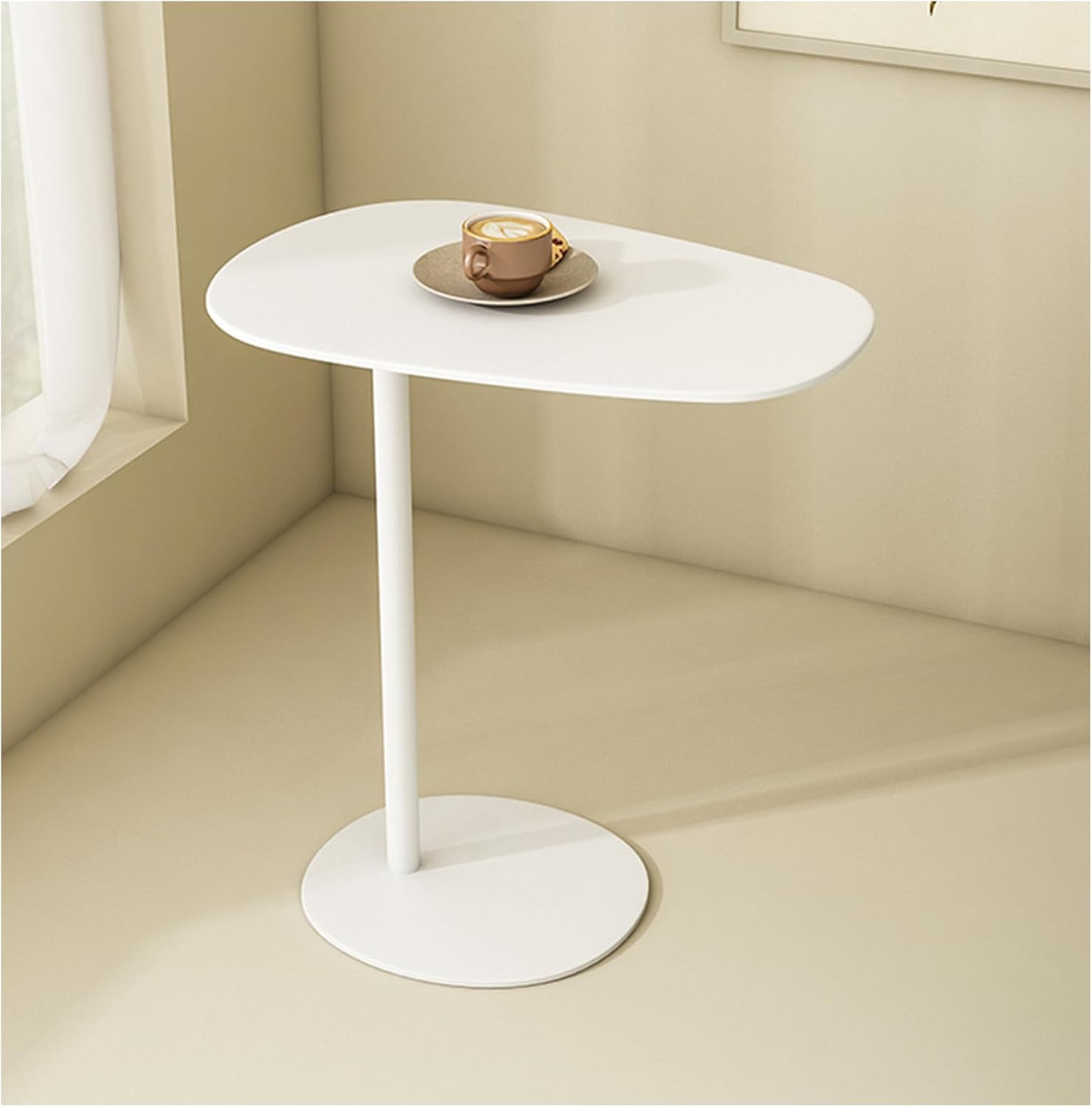 C-Shaped Side Table, Iron End Table for Couch Sofa and Bed, Small Metal White Side Tables for Living Room Bedroom (White, High-27.6in/70cm)