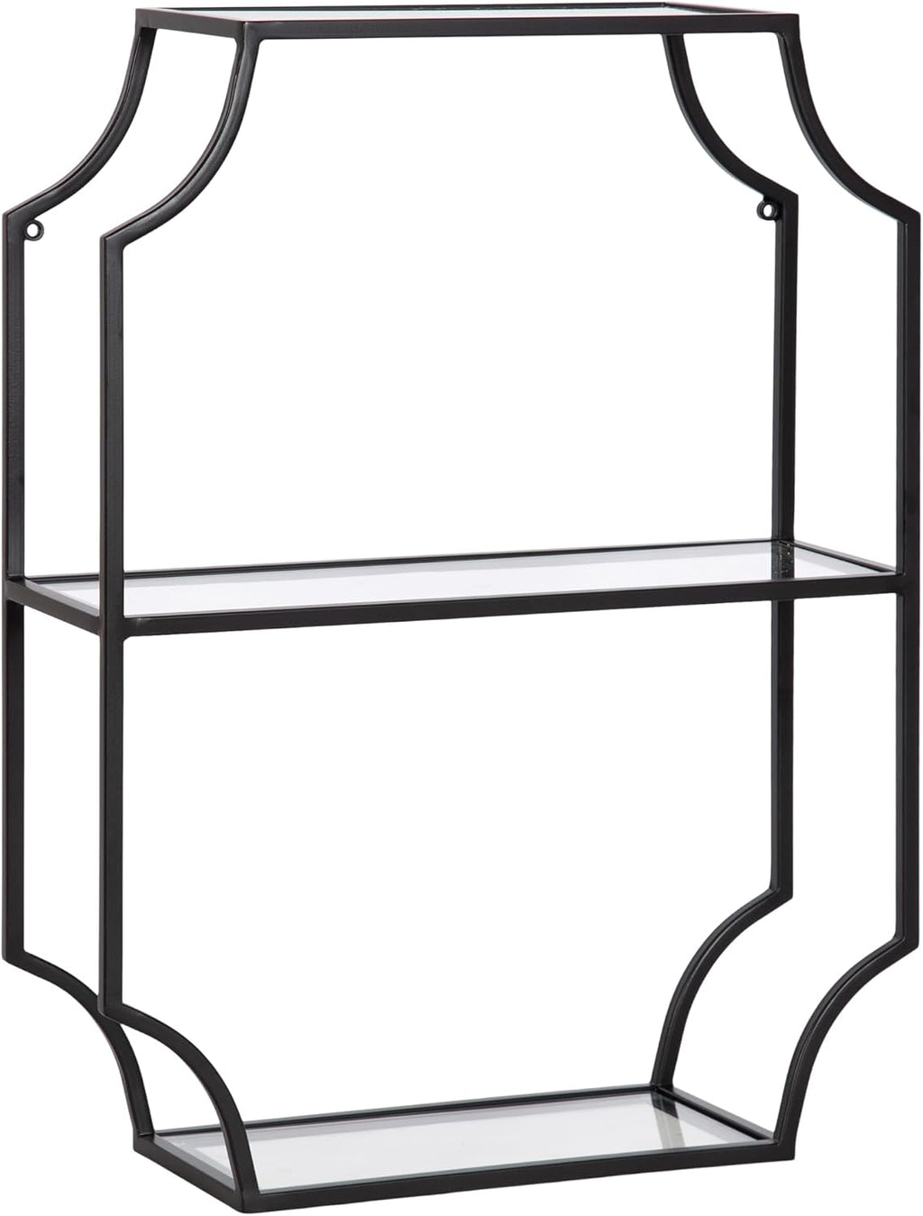 Kate and Laurel Ciel Glam Geometric Rectangular Wall Shelf; 18 x 24; Black; Decorative Shelves for Use as Over-the Toilet Storage or Bedroom Display Shelving