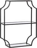 Kate and Laurel Ciel Glam Geometric Rectangular Wall Shelf; 18 x 24; Black; Decorative Shelves for Use as Over-the Toilet Storage or Bedroom Display Shelving