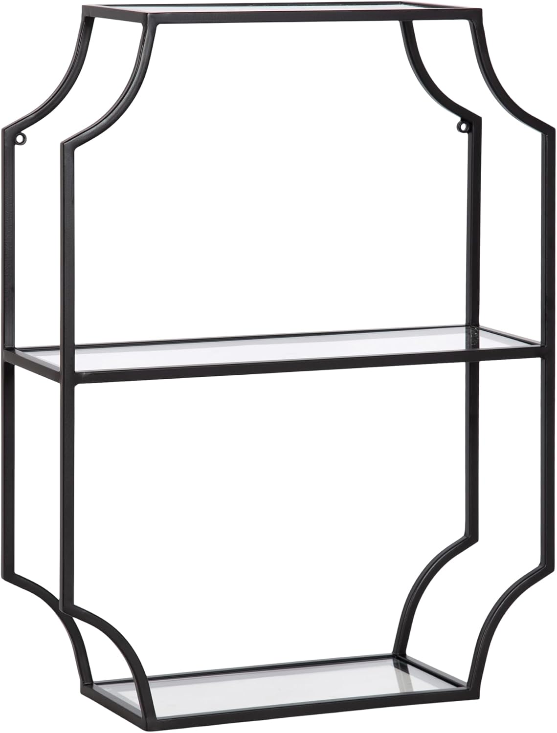 Kate and Laurel Ciel Glam Geometric Rectangular Wall Shelf; 18 x 24; Black; Decorative Shelves for Use as Over-the Toilet Storage or Bedroom Display Shelving