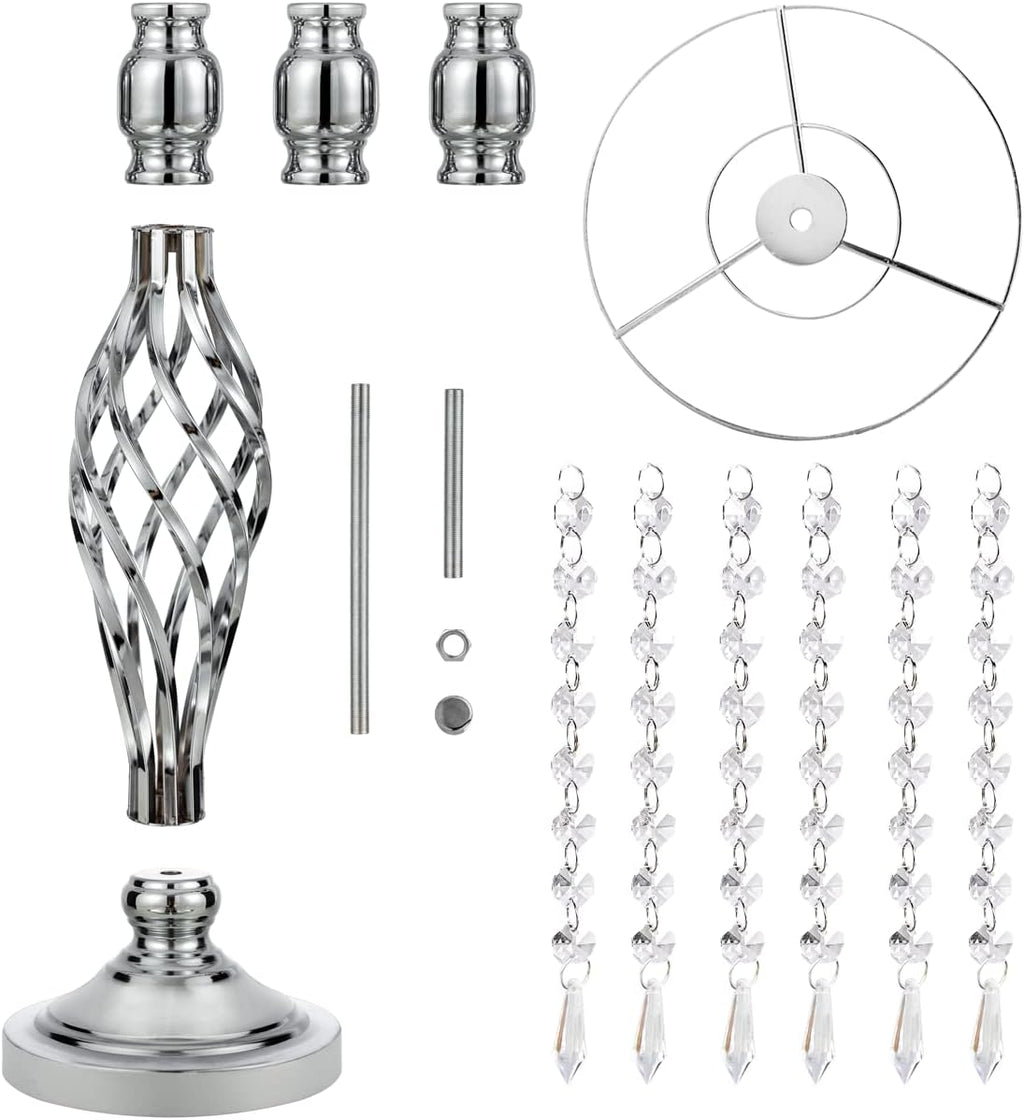 Metal Flower Stands with Crystal Beads - Wedding Centerpieces for Table Decorations, Elegant Metal Flower Arrangement Stands, Flower Vases for Wedding Party Celebration Home Decor (Silver-10pcs)