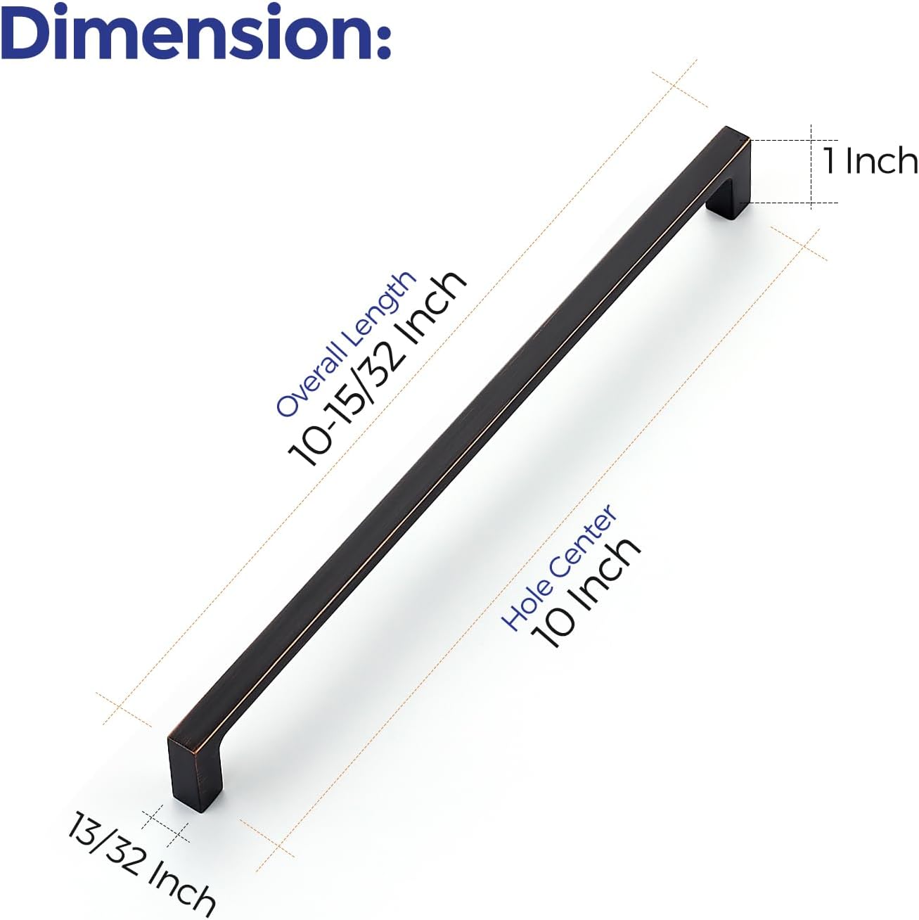 Ravinte 25-Pack 10-Inch Solid Square Cabinet Pulls - Oil-Rubbed Bronze Handles for Kitchen Cabinets & Drawers