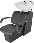 Pibbs 5239 Latina Professional Salon Backwash Unit with Adjustable Sliding Seat, Triple Dipped Chrome Armrests, Extra-Large Tilting Italian Porcelain Bowl, Made in USA - PIB-5239W