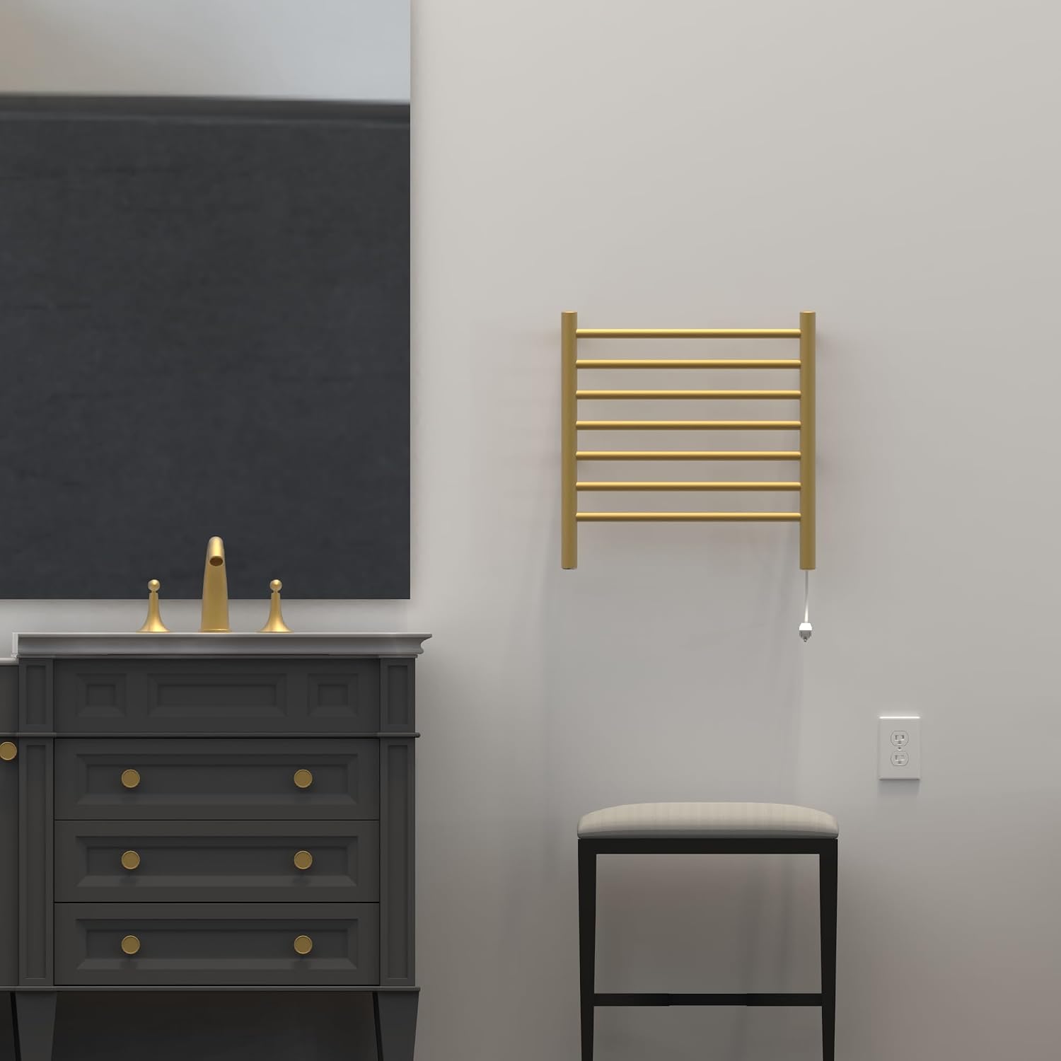 Amba RWHS-SSB Radiant Small Hardwired Plug-in Combo 7 Bar Towel Warmer in Satin Brass