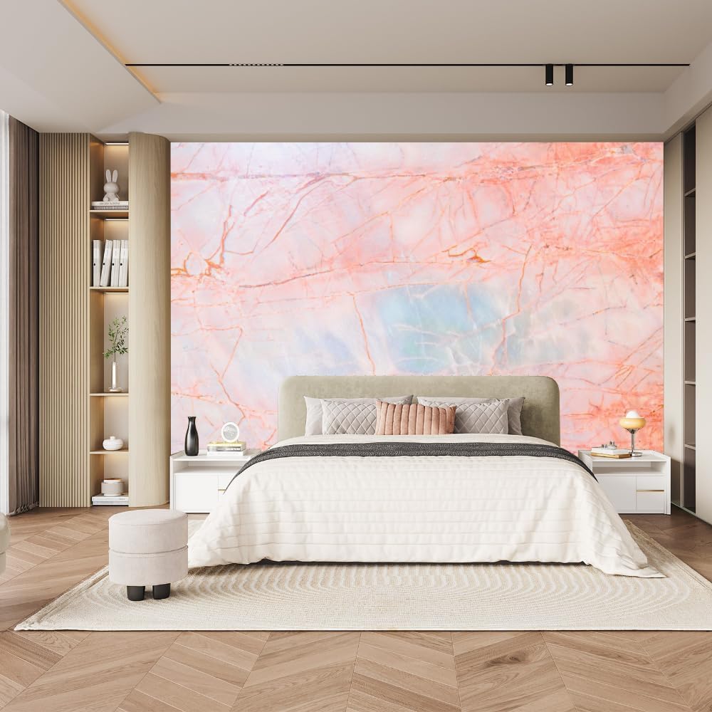 Marble Pink Large Wall Mural, Classic Texture Peel and Stick Wall Wallpaper Wall Paintings Wall Posters,for Living Room Bedroom Kitchen Wall Home Wall Decor,118''W x82.7''H