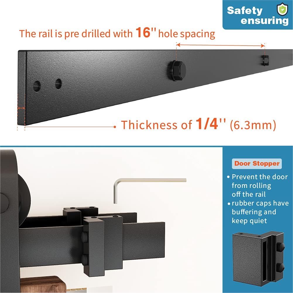 ZEKOO 5.5FT Double Track Bypass Sliding Barn Door Hardware Kit for 2 Doors, Bypass Barn Door Track Kit, Low Ceiling, Easy Install, Fit 33' Wide Door Panel