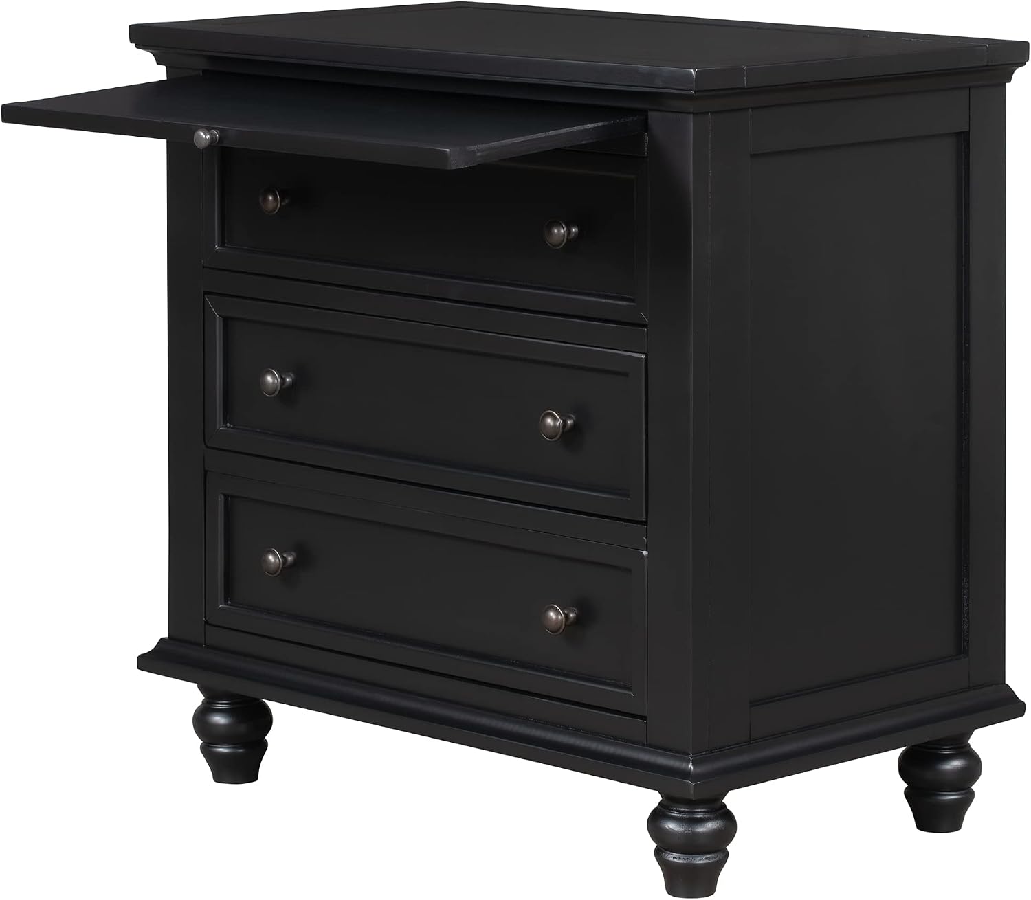 Modern Storage Wood Cabinet with 3-Drawer, Sofa Table Console Table End Table with Pull Out Tray, Accent Table Furniture for Entryway Living Room,Fully Assembly Bedside Table (Black)