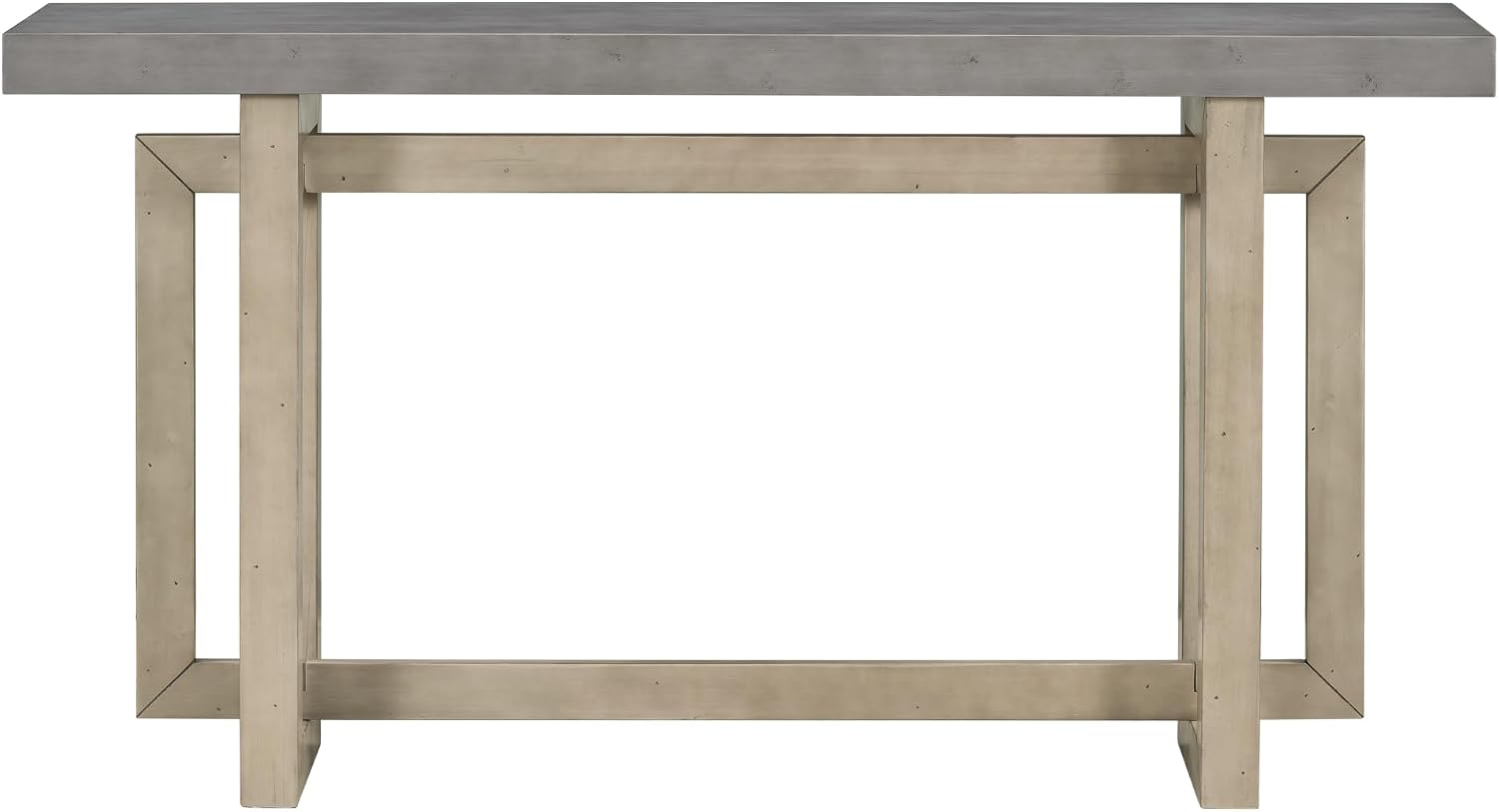 Merax Wood Entryway Console Table, Modern Line Frame with Industrial Concrete Top, for Living Room/Hallway/Foyer, Grey
