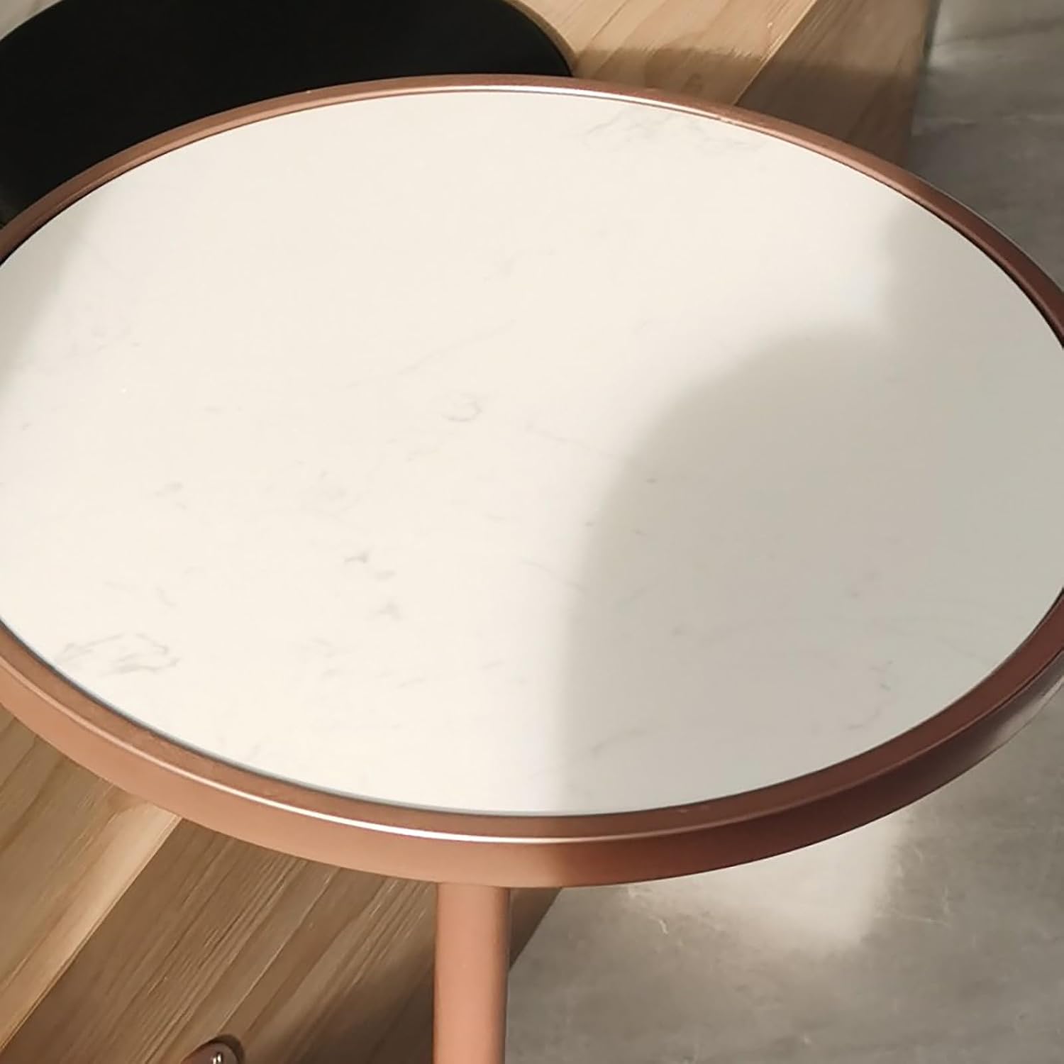 Light Luxury Wall-Mounted Side Table, Marble Cafe Bistro Table with Rose Gold Frame, Space-Saving Corner Desk for Coffee Shop, Living Room(White,35x45x20cm)