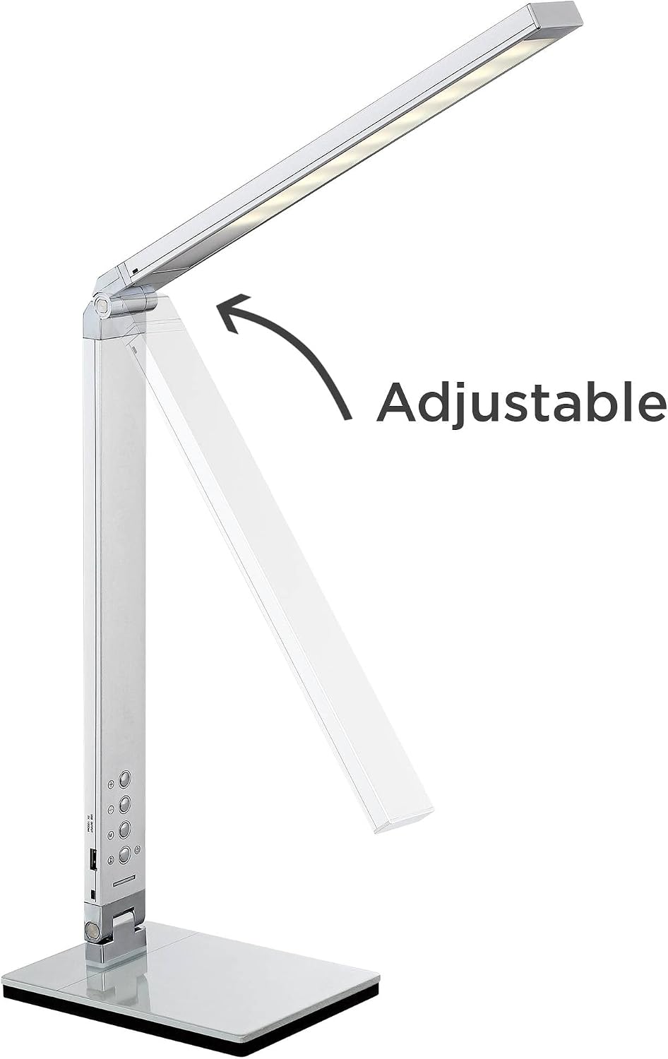 360 Lighting Jett Modern Desk Table Lamp 16 1/2' High with USB Charging Port and Nightlight LED Silver Aluminum Touch On Off Dimmer for Bedroom House Bedside Nightstand Home Office Reading