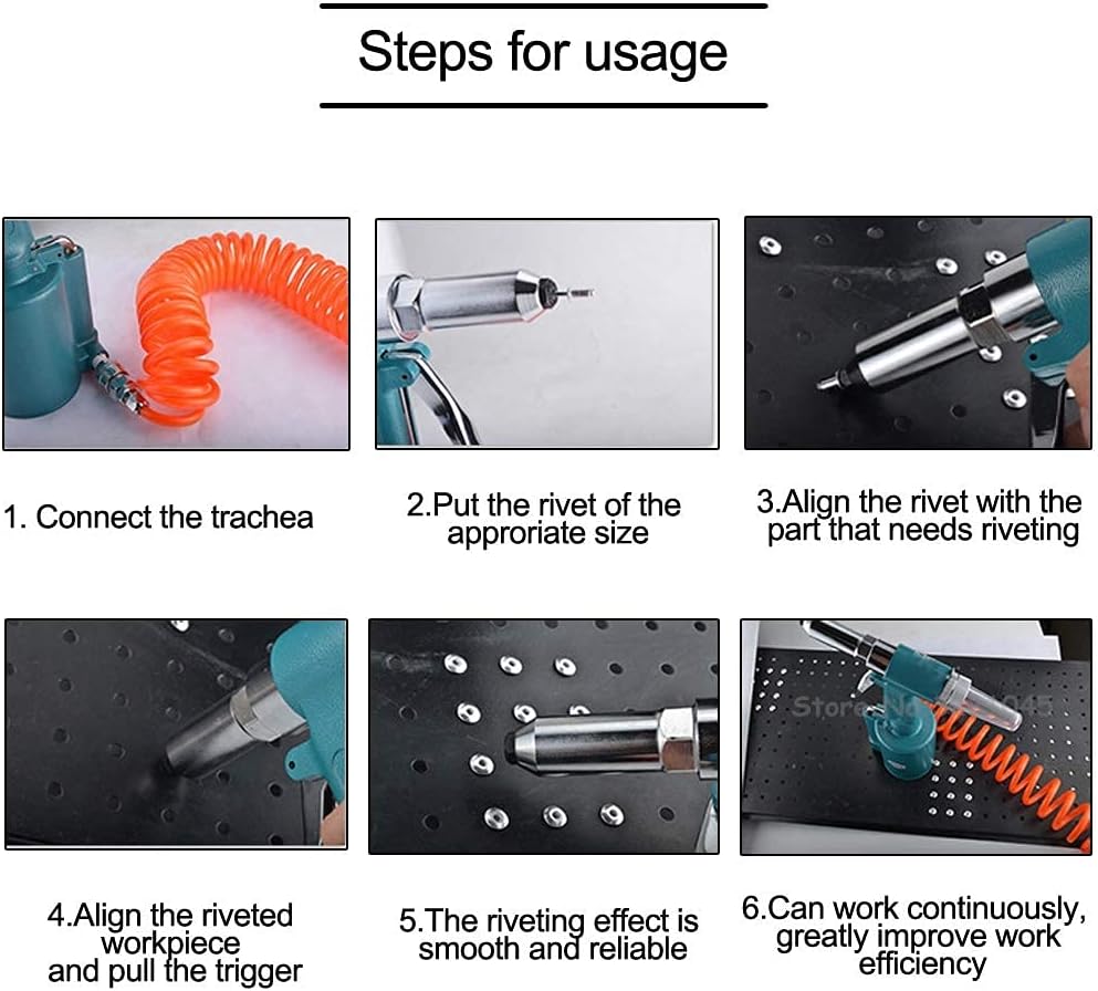 Pneumatic Blind Rivet Gun 2.4-4.8MM Heavy Duty Air Hydraulic Riveter-Professional Pop Pneumatic Riveting Gun Rivet Tool Accessories DIY