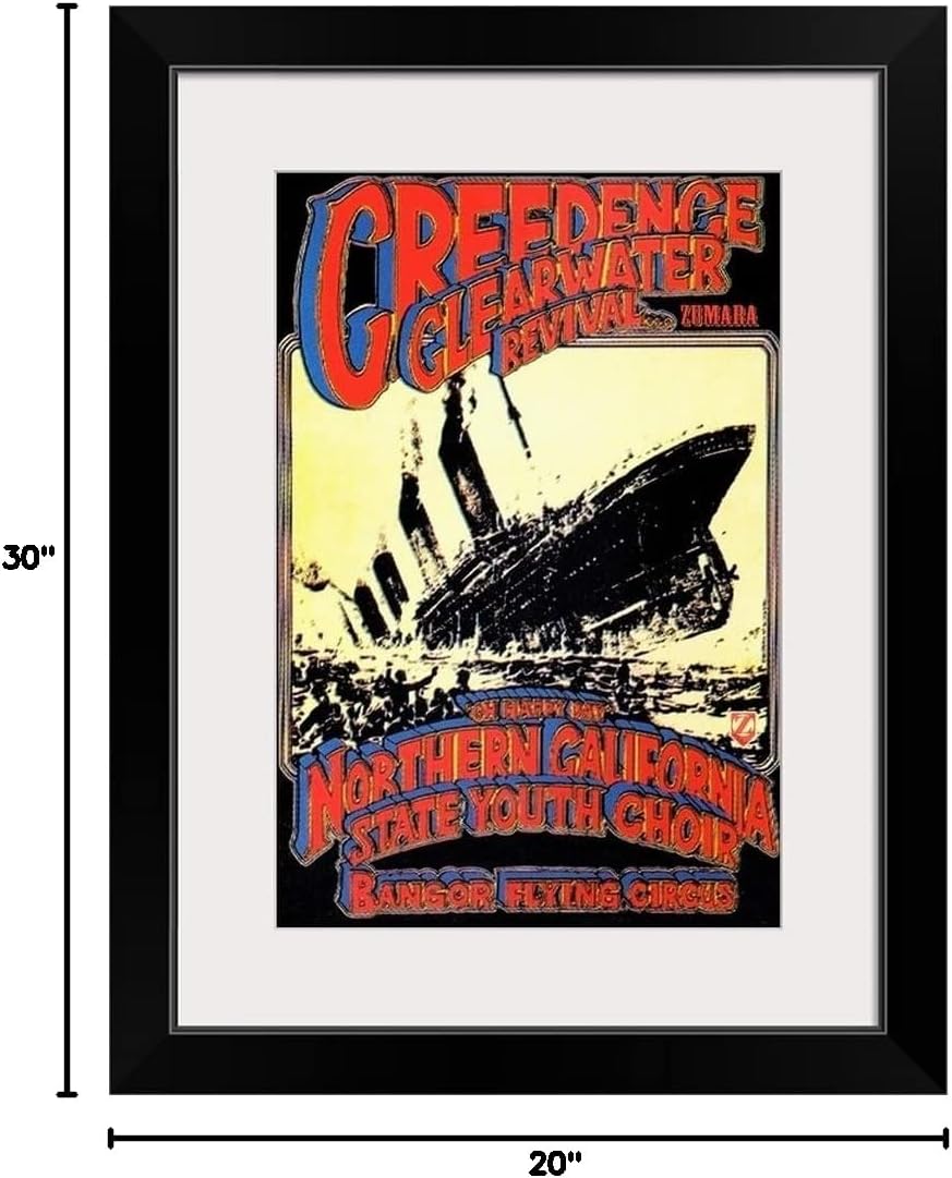 GREATBIGCANVAS Creedence Clearwater Revival Poster Black Framed Wall Art Print, Classic Rock Artwork