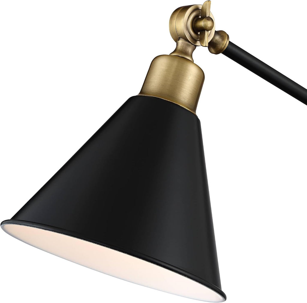 360 Lighting Wray 26 3/4' High Modern Adjustable Desk Lamp with USB Charging Ports A+C Painted Black Brass Metal Cone Shade for Living Room Bedroom House Bedside Nightstand Home Office Reading