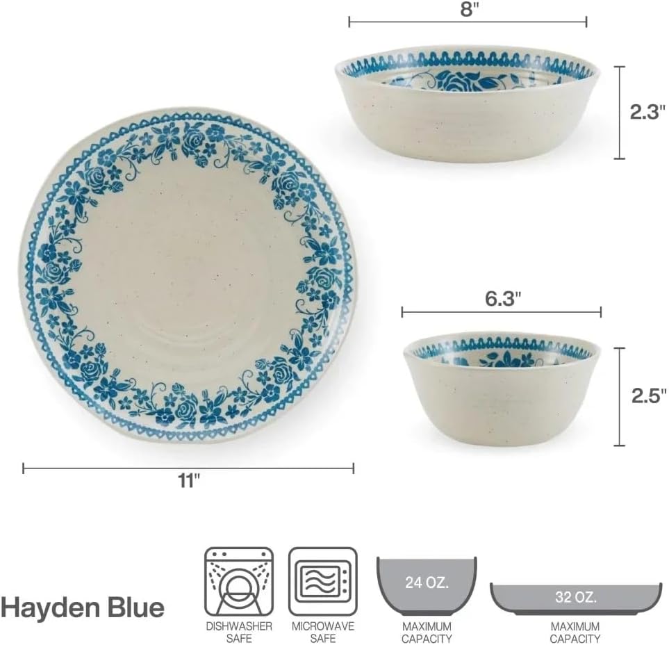12-Piece Dinnerware Set Serving Ware Kitchen Dish Dinner Plates Ceramic Tableware
