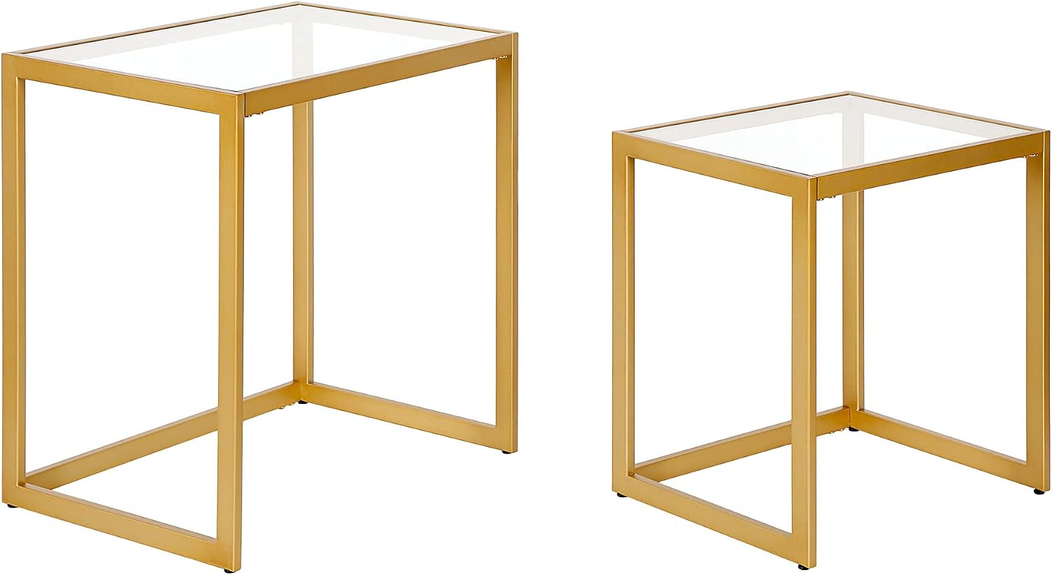 Henn&Hart Rectangular Nested Side Table in Brass, Table for Living Room, Bedroom
