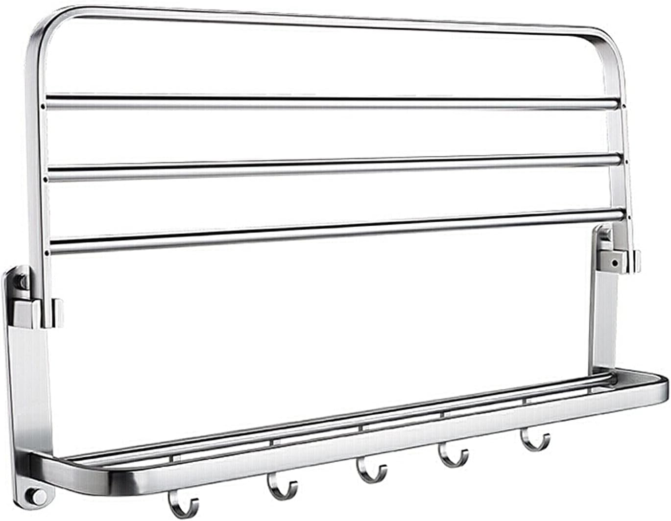 Bathroom Shelf Wall Floating Bathroom Bathroom Double Towel Rack Towel Shelf with Two Towel Bars and Hooks Design 24.9 Inch Wall-Mounted Bath Towel Racks Aluminum Floating Shelves Corner Shower Caddy